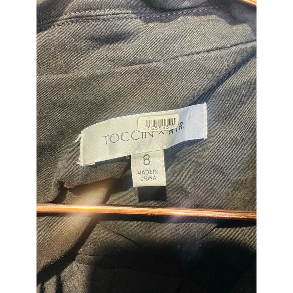 TOCCIN x RTR Black Sleeveless Collar Front Button Trench Wrap Midi Dress Size 8 - Picture 6 of 12